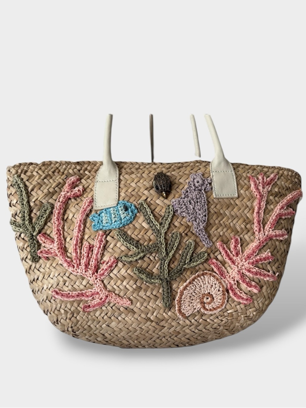 Kurt Geiger RARE EUC Kensington Straw Basket Shoulder Bag - Picture 2 of 11